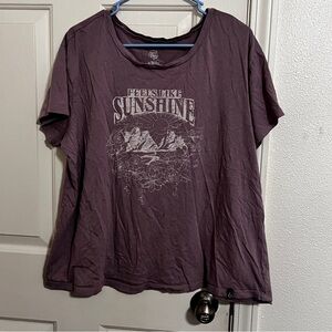 Torrid Happy Camper 1 1X Graphic Tee Feels Like Sushine Purpls Short Sleeve EUC